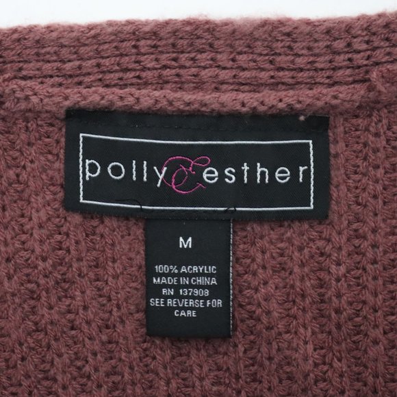 Polly & Esther Womens Medium Lace-Up Front Knit Sweater - Picture 5 of 5